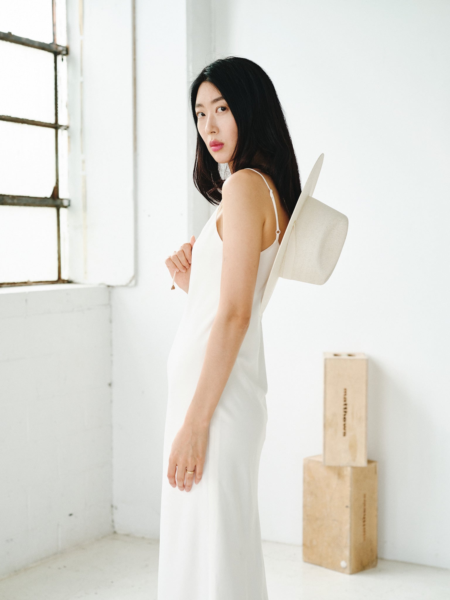 bias cut white dress ByVarga